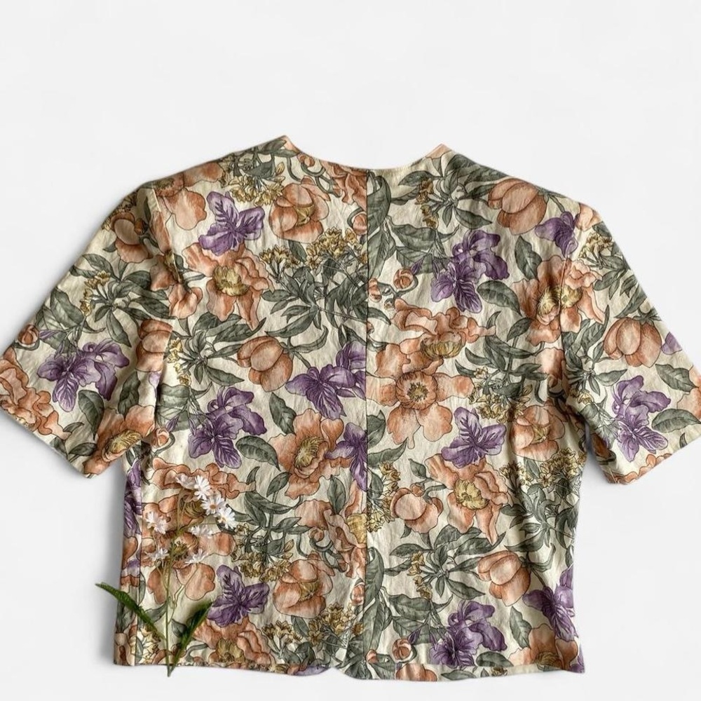 Vintage 90s floral cotton blouse - Picture 2 of 8